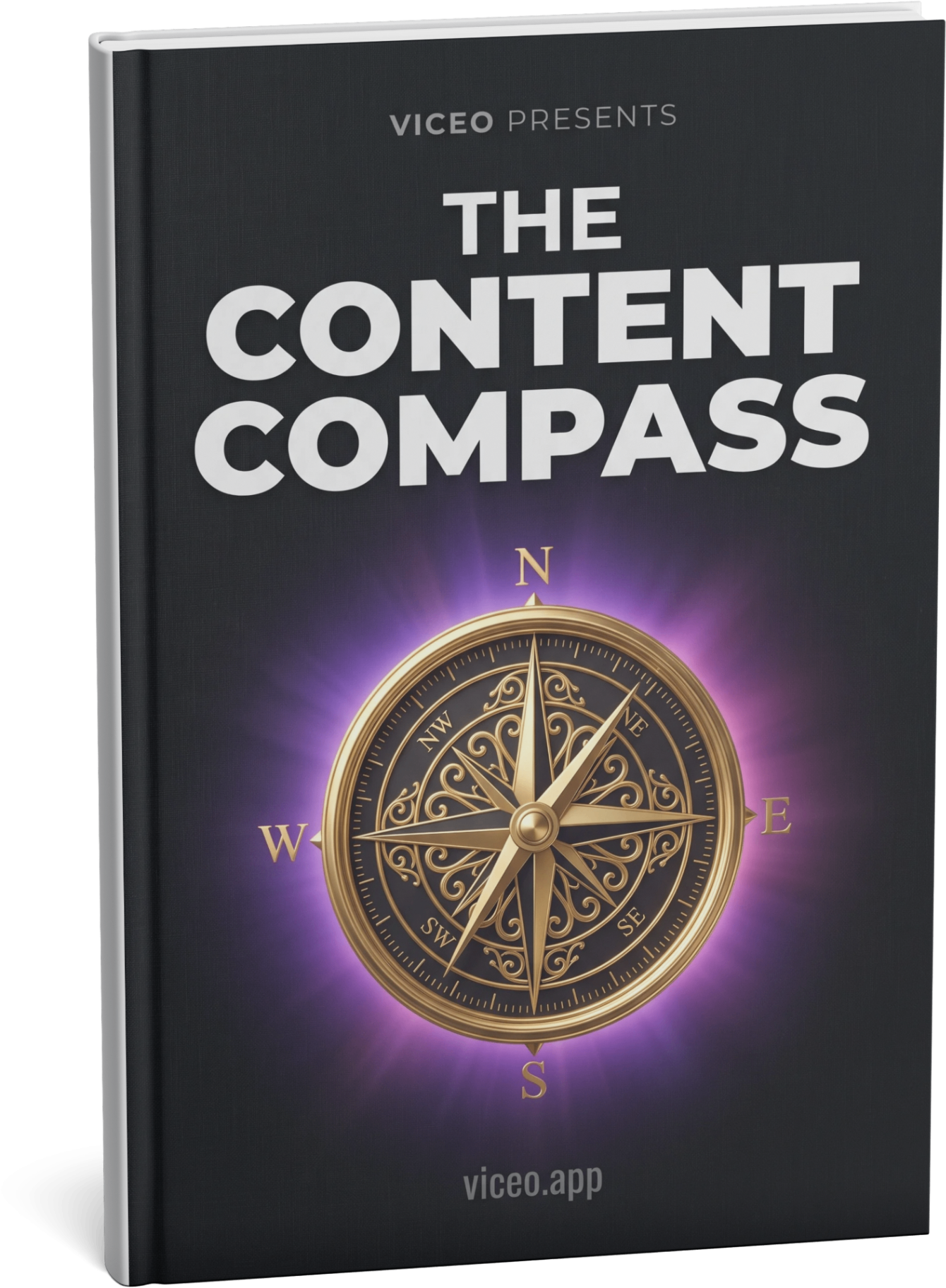 The Content Compass ebook — 3D book cover with a golden compass on a dark background.